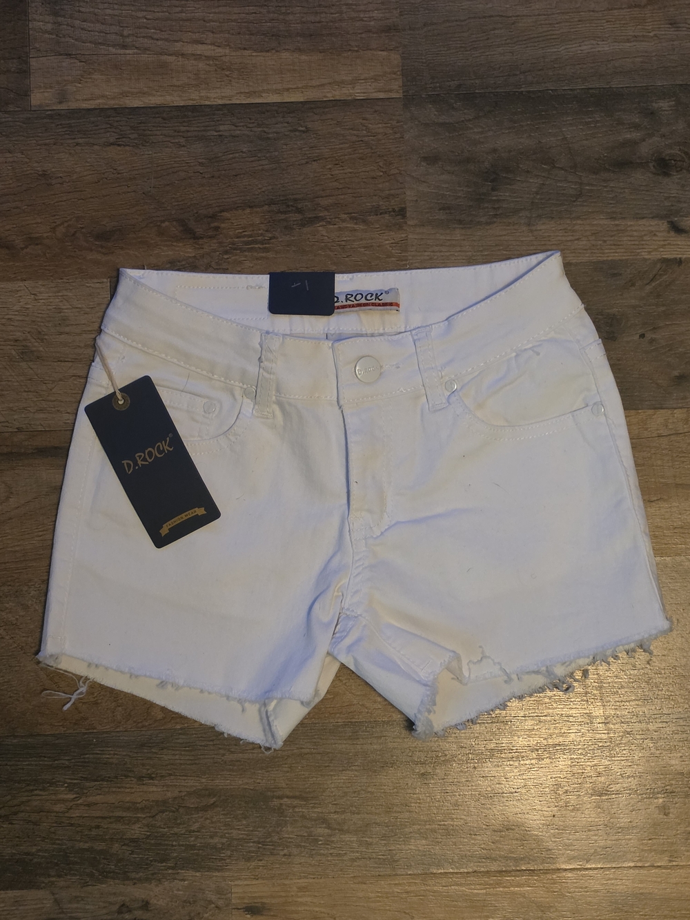 NWT D.Rock White Denim Cutoff Shorts Raw Hem Frayed